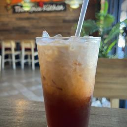 Thai ice tea ~ strong & creamy. Thai ice tea ~ strong & creamy.