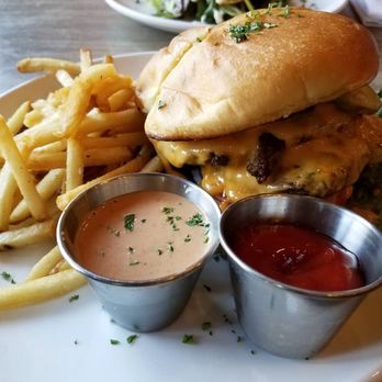 Cyrano's - Double-griddled smash burger with extra cheese, and a side of french fries - Desserts Near Me - Saint Louis, Missouri Cyrano's - Double-griddled smash burger with extra cheese, and a side of french fries - Desserts Near Me - Saint Louis, Missouri