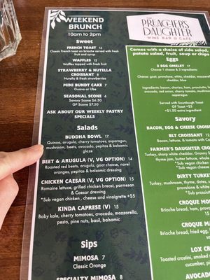 Menu photo 8 The Preacher's Daughter Alameda, CA