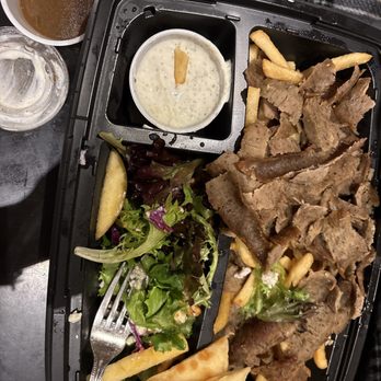 Luna Grill Santa Barbara - The Gyro Meat Plate with apple walnut salad. - Greek Near Me - Santa Barbara, California Luna Grill Santa Barbara - The Gyro Meat Plate with apple walnut salad. - Greek Near Me - Santa Barbara, California