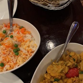 Benares - Aloo Gobi, rice, garlic naan - Indian Near Me - New York, New York