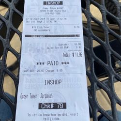 Jimmy John's - Receipt