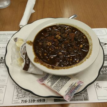 La Ports Pine Restaurant - Beef and barley soup. Very full flavored and a generous portion for the "cup" serving! - New American Near Me - Lockport, New York La Ports Pine Restaurant - Beef and barley soup. Very full flavored and a generous portion for the "cup" serving! - New American Near Me - Lockport, New York