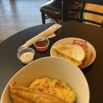 Cajun Breakfast Joint - Grits&Catfish alongside of white toast - Breakfast & Brunch Near Me - Phoenix, Arizona
