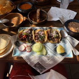 Al pastor, lengua, and cachete tacos Al pastor, lengua, and cachete tacos