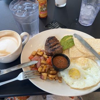 Black Walnut Café - STEAK AND EGGS and CAPPUCCINO - New American Near Me - Houston, Texas