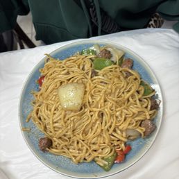Garlic pasta with meat. Garlic pasta with meat.