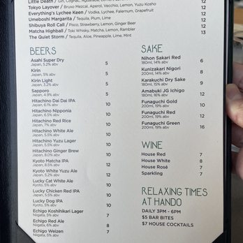 Hando - Menu - Sushi Bars Near Me - Houston, Texas