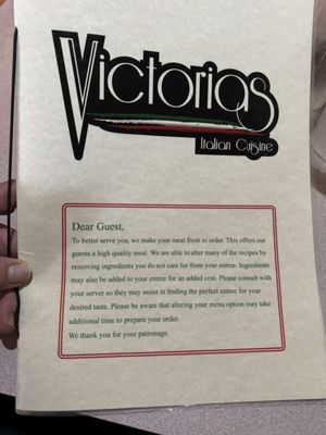 Menu photo 2 Victorias Italian Cuisine Appleton, WI Menu photo 2 Victorias Italian Cuisine Appleton, WI