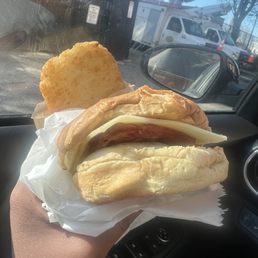 Bacon, Egg and Cheese on a bulkie roll