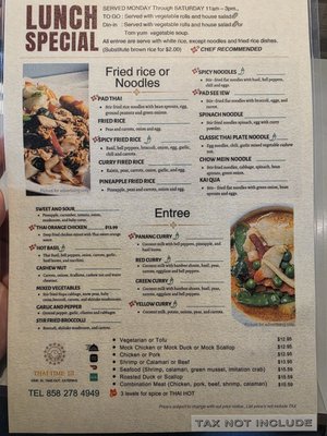 Menu photo 4 Thai Time III San Diego, CA