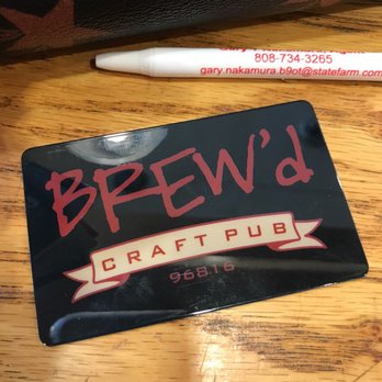 BREW'd Craft Pub - Rewards card.. 07/2017 - Gastropubs Near Me - Honolulu, Hawaii BREW'd Craft Pub - Rewards card.. 07/2017 - Gastropubs Near Me - Honolulu, Hawaii