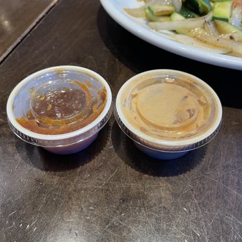 Benihana - San Francisco - Ginger sauce (left) mustard sauce (right) - Teppanyaki Near Me - San Francisco, California
