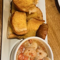 Garlic Shrimp With Parmesan Toast. Love it very light yet yum Garlic Shrimp With Parmesan Toast. Love it very light yet yum