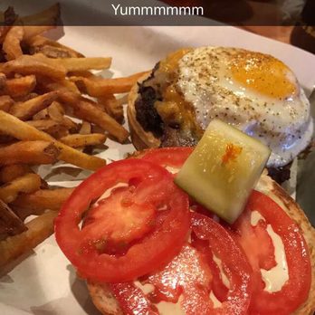 Woodchips BBQ - Rise ' n ' Shine burger...half pound of deliciousness! - Barbeque Near Me - Lapeer, Michigan