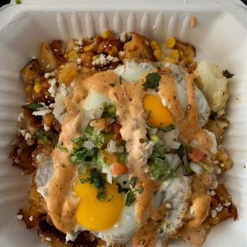 J’s Diner - Mexican street corn hash: homefries, chicken, chorizo, corn, guacamole, chipotle, and two sunny side up eggs. YUM. - Diners Near Me - Hagerstown, Maryland J’s Diner - Mexican street corn hash: homefries, chicken, chorizo, corn, guacamole, chipotle, and two sunny side up eggs. YUM. - Diners Near Me - Hagerstown, Maryland