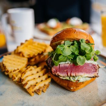 OEB Breakfast - University District - Pepper crusted Ahi tuna, chipotle aioli, guacamole, arugula, smoked salt, fennel slaw, citrus vinaigrette, Japanese milk bun - Breakfast & Brunch Near Me - Calgary, Alberta OEB Breakfast - University District - Pepper crusted Ahi tuna, chipotle aioli, guacamole, arugula, smoked salt, fennel slaw, citrus vinaigrette, Japanese milk bun - Breakfast & Brunch Near Me - Calgary, Alberta