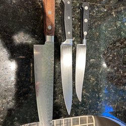 Perry's Knife and Tactical - Three kitchen knives need sharpening, confirm cost if I drop them off and pick them up when ready.