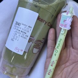 Strawberry matcha latte with boba Strawberry matcha latte with boba