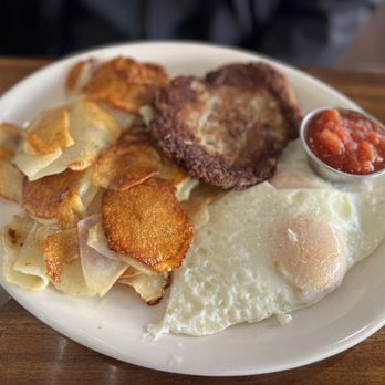Betty's Cafe - #2 American breakfast with sausage, over easy eggs, and fried potatoes ($12.99) IG: @ohmyono - Breakfast & Brunch Near Me - Vernal, Utah Betty's Cafe - #2 American breakfast with sausage, over easy eggs, and fried potatoes ($12.99) IG: @ohmyono - Breakfast & Brunch Near Me - Vernal, Utah