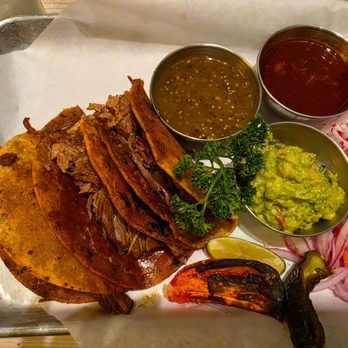 Hacienda Grill - Barria tacos..   even the tomato that looks like it was caught on fire was good..   everyone enjoyed their meal. - Mexican Near Me - Big Bear Lake, California