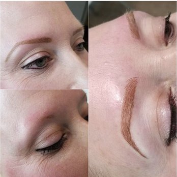 Microblading and Brow Lounge - My penciled in eyebrows, my eyebrows with no make up, then microblading by DL at the brow lounge! Amazing huh! Love it! - Permanent Makeup Near Me - Indianapolis, Indiana