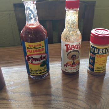 Sal and Sons - Some of the Mexican hot sauces they had available, very spicy, but great with raw oysters - Seafood Near Me - Baltimore, Maryland Sal and Sons - Some of the Mexican hot sauces they had available, very spicy, but great with raw oysters - Seafood Near Me - Baltimore, Maryland