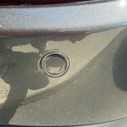 Circle Collision - Should be perfect. Over spray and poor sanding and the sensor is sticking out. Should be flush. 2nd attempt at a pathetic job.
