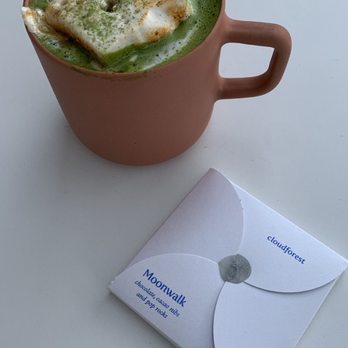 Cloudforest - a cup of green soup with toasted marshmallows - Chocolatiers & Shops Near Me - Portland, Oregon