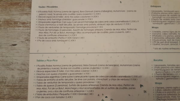 Menu photo 3 El Taller Barcelona, B