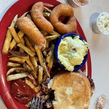 Bar-B-Que House - Pulled pork, potato salad, fries and coleslaw - Barbeque Near Me - North Myrtle Beach, South Carolina Bar-B-Que House - Pulled pork, potato salad, fries and coleslaw - Barbeque Near Me - North Myrtle Beach, South Carolina