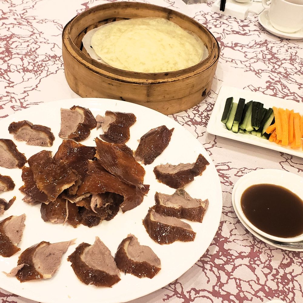 Fortune Villa - Peking Duck w/ pancake wrap, cucumber, carrot, spring onion, and sweet sauce. - Chinese Near Me - Markham, Ontario Fortune Villa - Peking Duck w/ pancake wrap, cucumber, carrot, spring onion, and sweet sauce. - Chinese Near Me - Markham, Ontario