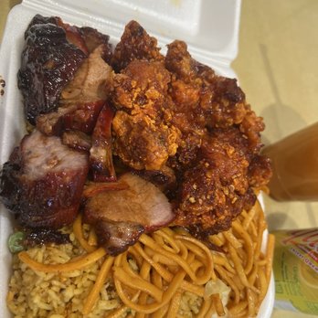 Hong Kong Express - Hubbys combo b plate. Half&half with spicy boneless chicken and Bbq Pork Or Rib - Chinese Near Me - Long Beach, California Hong Kong Express - Hubbys combo b plate. Half&half with spicy boneless chicken and Bbq Pork Or Rib - Chinese Near Me - Long Beach, California