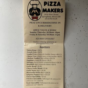 Pizza Makers - Menu 4.1.26 - Pizza Near Me - Springfield, Massachusetts