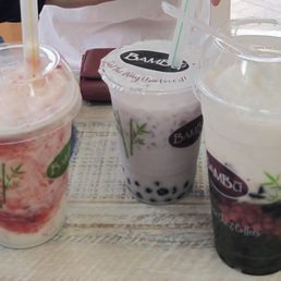Left: Strawberry Parfait (stirred up)