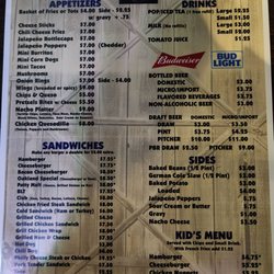 Pizza Parlor - Regular Menu Backside