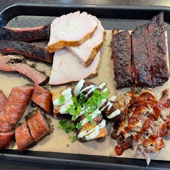 Burnt Bbq & Tacos - The Sampler Platter was amazing! We also had 2 sides. - Barbeque Near Me - Plano, Texas Burnt Bbq & Tacos - The Sampler Platter was amazing! We also had 2 sides. - Barbeque Near Me - Plano, Texas