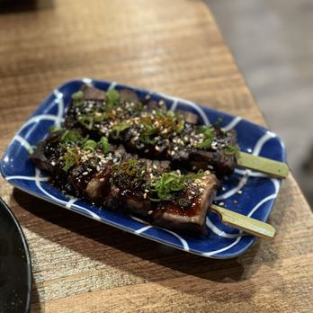 Kiraku - Tender Beef Tongue Skewer - Tapas/Small Plates Near Me - Berkeley, California Kiraku - Tender Beef Tongue Skewer - Tapas/Small Plates Near Me - Berkeley, California