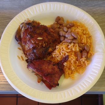 Jose's Pollos Estilo Acapulco - My first plate of chicken, ribs, beans, and rice - Mexican Near Me - San Diego, California