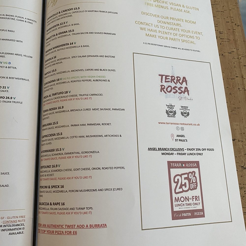 Terra Rossa - Italian Near Me - London, XGL