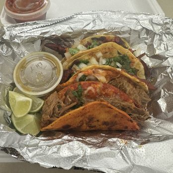 Lobo Taco - 2 Al Pastor and 1 Birria taco. - Tacos Near Me - Albuquerque, New Mexico