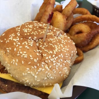 TJ Cafe - Plain bacon cheese burger with onion rings and a sprite. Less than $8 - Burgers Near Me - San Francisco, California