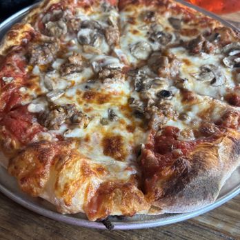 Lucille - 10" Build Your Own Wood-Fired Pizza- Sausage and mushrooms - Pizza Near Me - Madison, Wisconsin