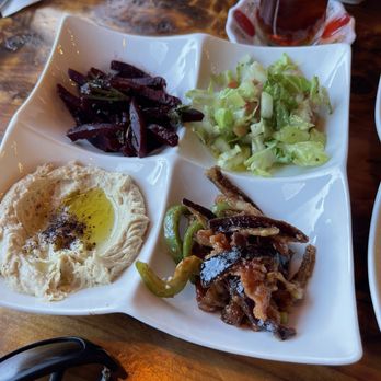 Sumer Nights - Sides (hummus, eggplant salad, Mediterranean salad, and pickled beets - Mediterranean Near Me - Sacramento, California Sumer Nights - Sides (hummus, eggplant salad, Mediterranean salad, and pickled beets - Mediterranean Near Me - Sacramento, California