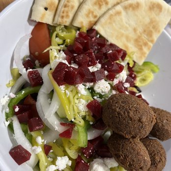 The Hungry Greek - Horiatiki (Village) Salad + Falafel - Greek Near Me - Tampa, Florida The Hungry Greek - Horiatiki (Village) Salad + Falafel - Greek Near Me - Tampa, Florida