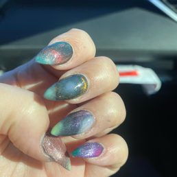 Acrylic Nail Set with cat eye magnetic base