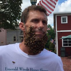 Emerald Winds Honey Shoppe - Our Beekeeper, Rick Ward, performing a bee beard!!