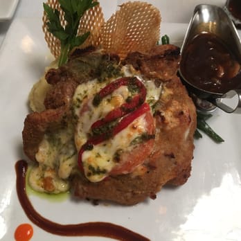 Spain Restaurant - Veal Spain Veal Loin Chop stuffed w/lobster, crabmeat, smoked ham and cheese with a roasted mushroom Malaga wine sauce-VG!! - Spanish Near Me - Cranston, Rhode Island