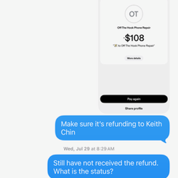 Off The Hook Phone Repair - Now mentions he is waiting on a bank loan to clear.