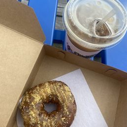 Twix donut and Regular Iced Coffee